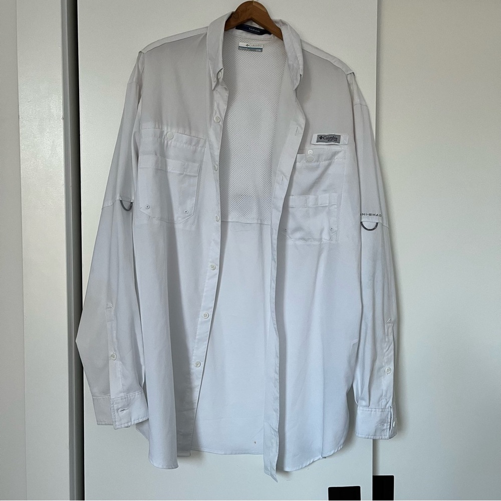 Columbia PFG White Men's Sun/Fishing Shirt